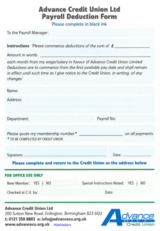 Payroll deduction form